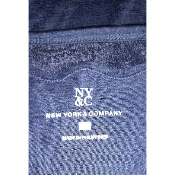 New York & Co Tank Top Sz L NAVY BLUE Vintage Y2K Bella Swan Lace Cami LARGE NY - Picture 7 of 9